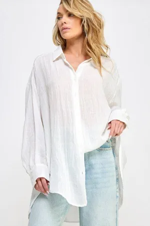 SUPER SOFT SEE THROUGH BUTTON DOWN SHIRT (perfect bathing suit cover up!)