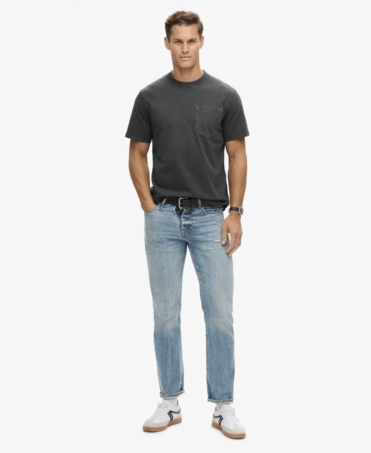SUPERDRY Contrast Stitch Pocket T-Shirt - Washed Black