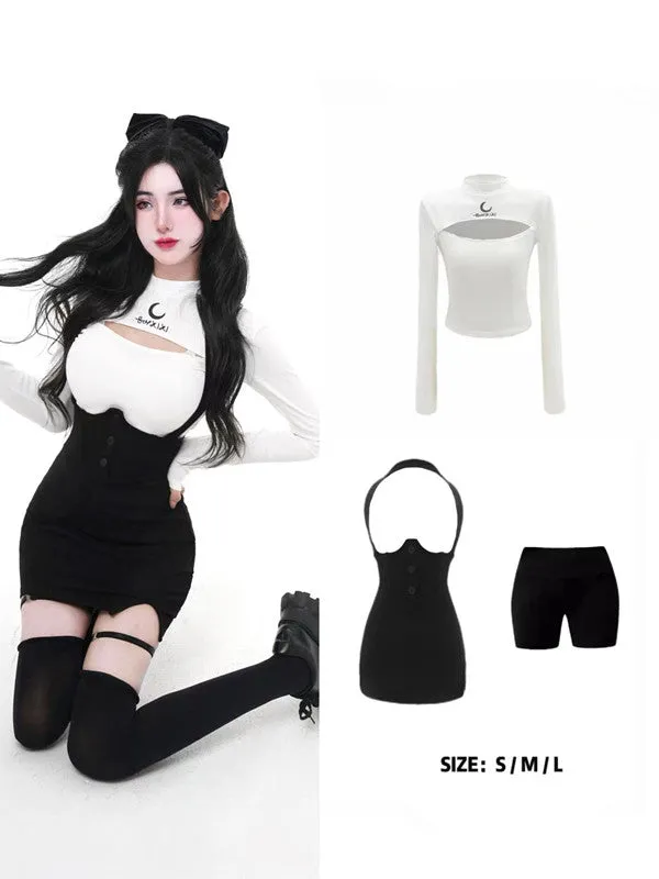 Sweet Cool T-shirt   Suspender Skirt Set UB98547