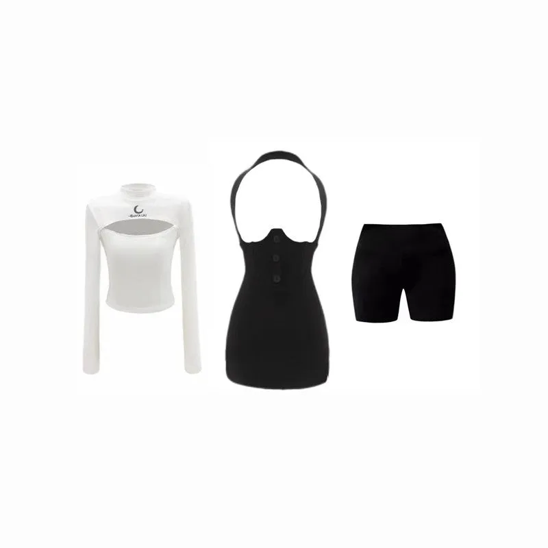 Sweet Cool T-shirt   Suspender Skirt Set UB98547