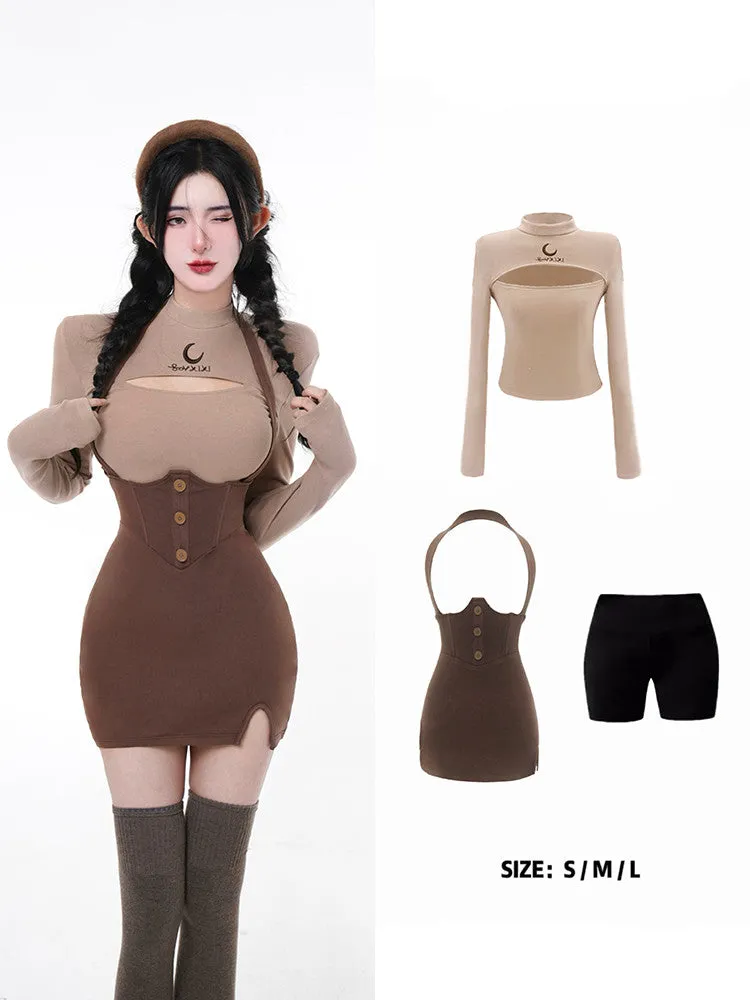 Sweet Cool T-shirt   Suspender Skirt Set UB98547