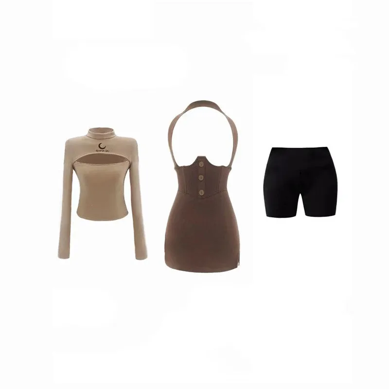 Sweet Cool T-shirt   Suspender Skirt Set UB98547
