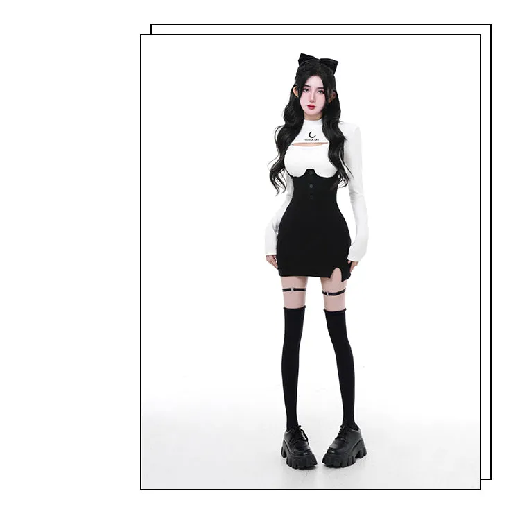 Sweet Cool T-shirt   Suspender Skirt Set UB98547