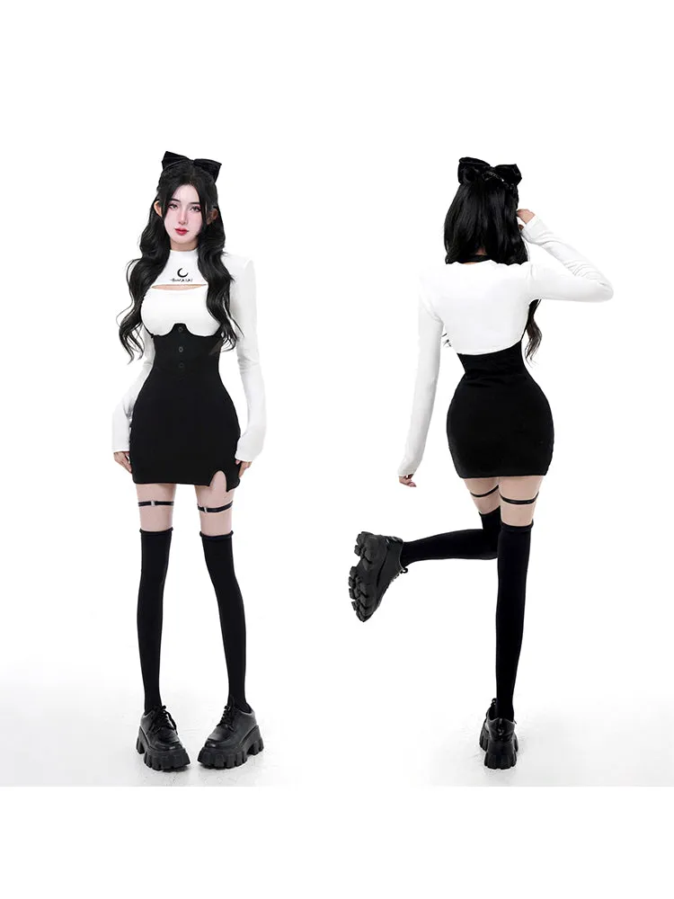 Sweet Cool T-shirt   Suspender Skirt Set UB98547
