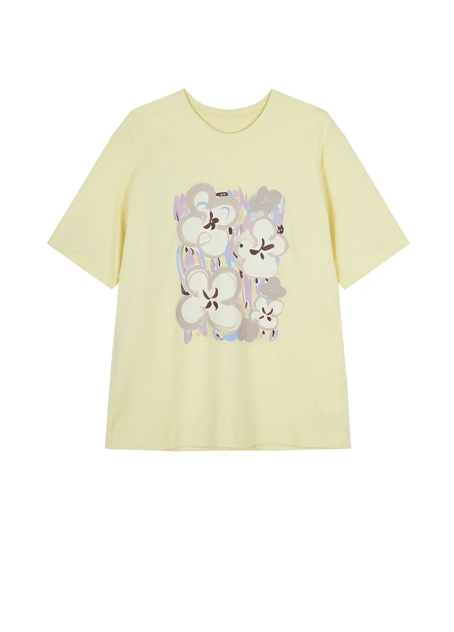 T-shirt / JNBY Floral Prints Cotton T-shirt