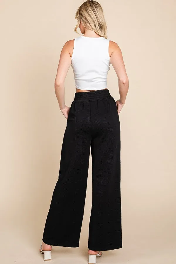 Textured High Waist Wide Leg Pants
