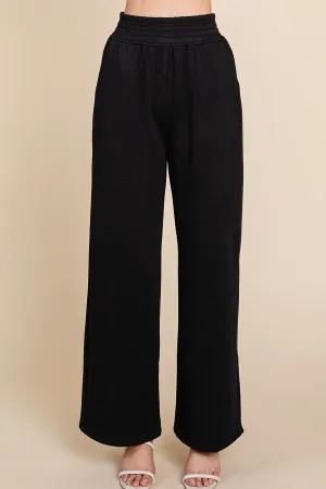 Textured High Waist Wide Leg Pants