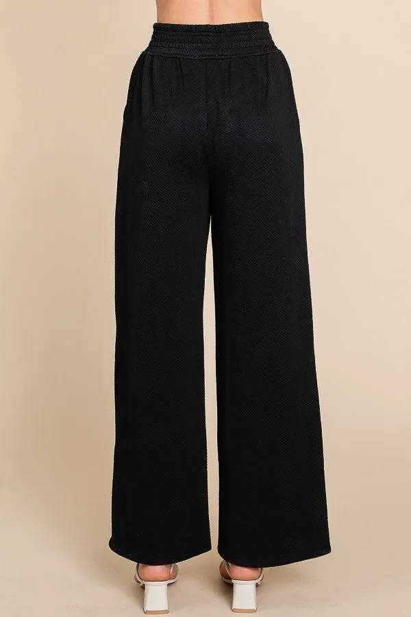 Textured High Waist Wide Leg Pants