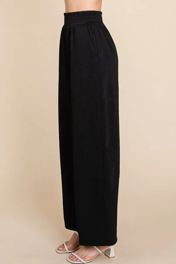 Textured High Waist Wide Leg Pants