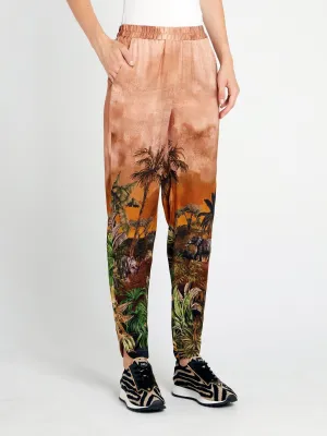 Tropical Print Tapered Pants