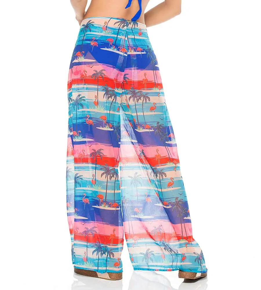 Turquoise Bay Flowy Wrap Tie Pants