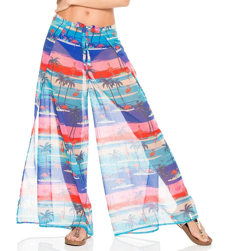 Turquoise Bay Flowy Wrap Tie Pants