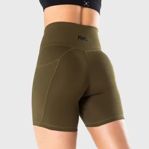 TWL - WOMEN'S ENERGY SHORTS MID LENGTH - UNIFORM GREEN