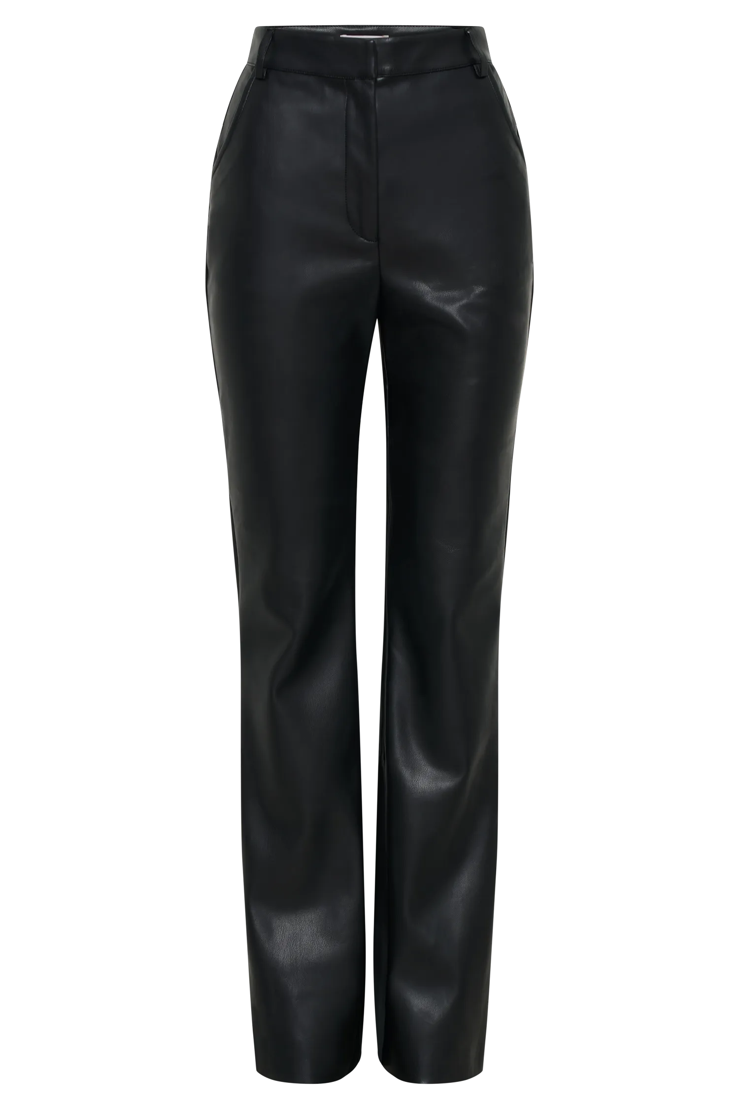 Tyra Straight Leg Faux Leather Pants - Black