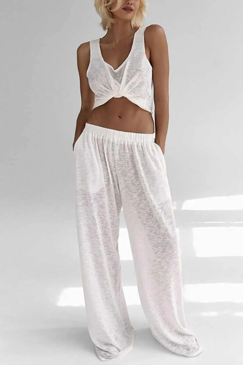 UNF4236 Solid Top Tank & Pants Set