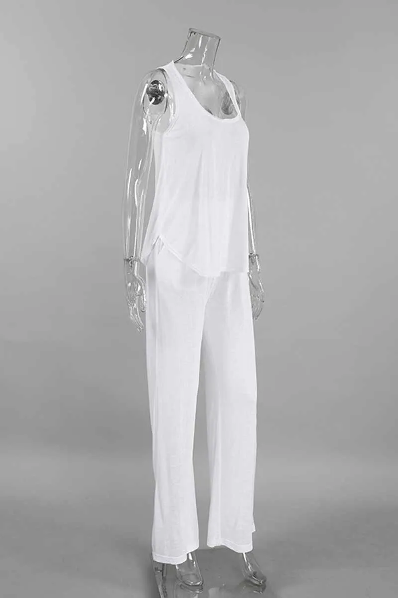 UNF4236 Solid Top Tank & Pants Set