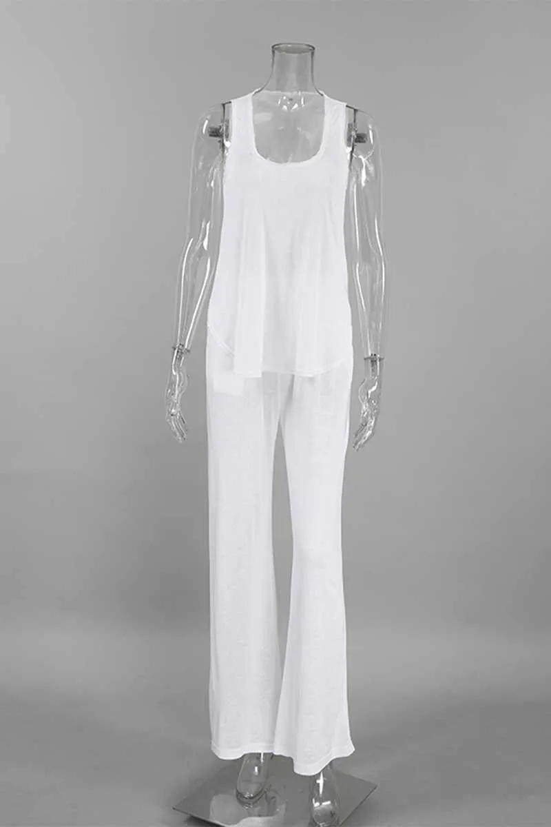 UNF4236 Solid Top Tank & Pants Set