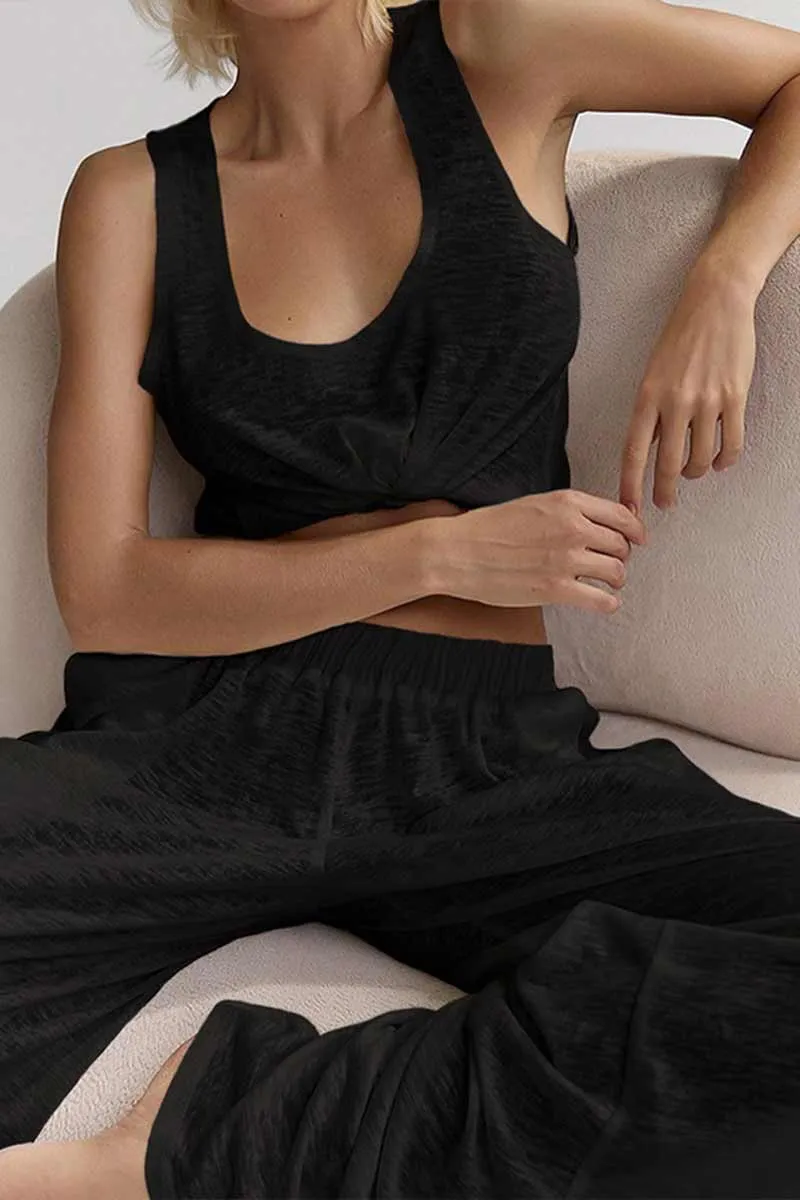 UNF4236 Solid Top Tank & Pants Set