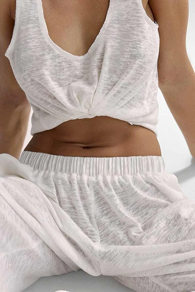 UNF4236 Solid Top Tank & Pants Set