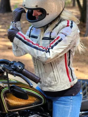 Urban 5884 Sixty-Six Ladies Lambskin Leather Motorcycle Jacket with Removable Fleece Hoodie and Inner Pockets