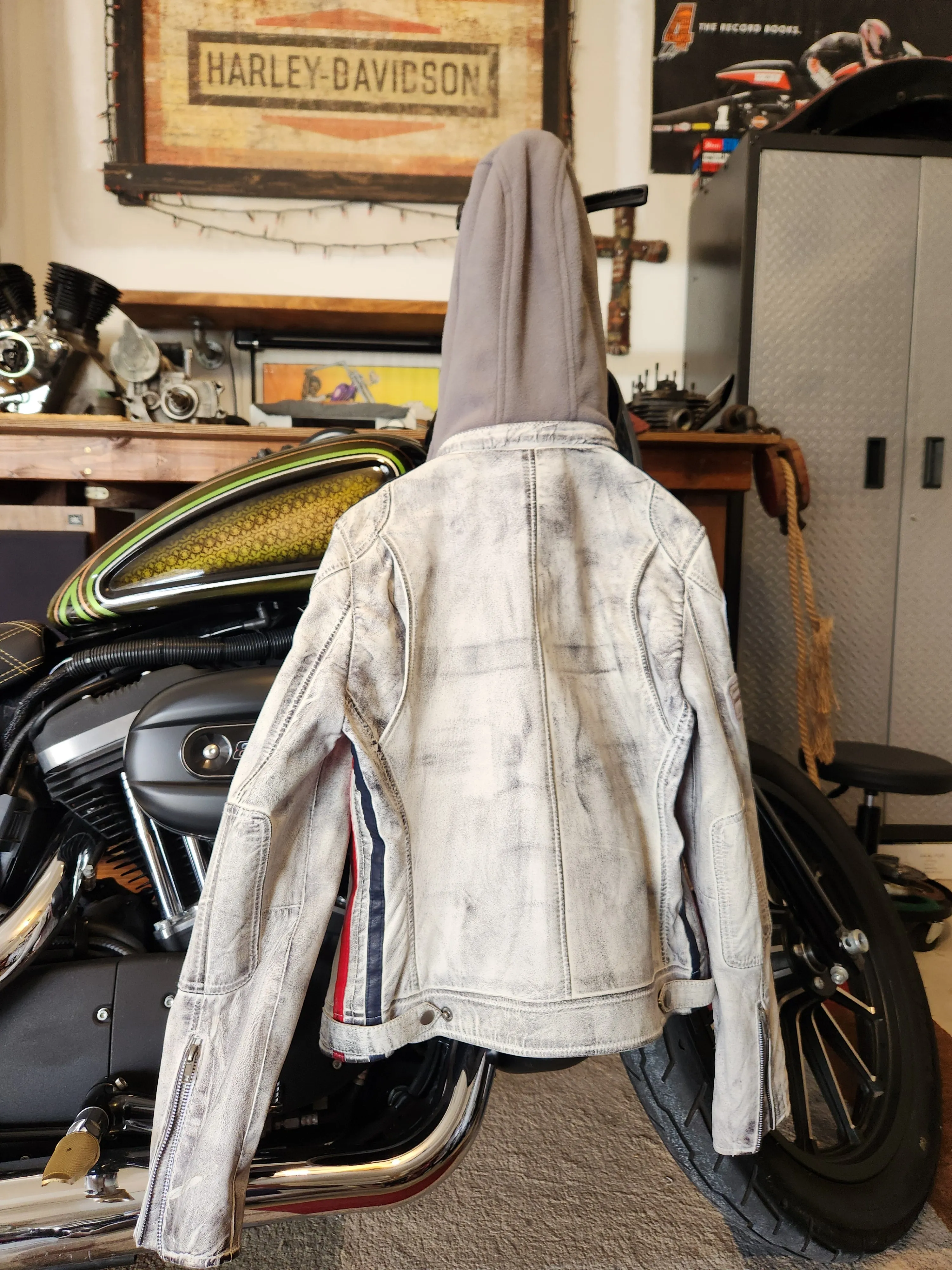 Urban 5884 Sixty-Six Ladies Lambskin Leather Motorcycle Jacket with Removable Fleece Hoodie and Inner Pockets