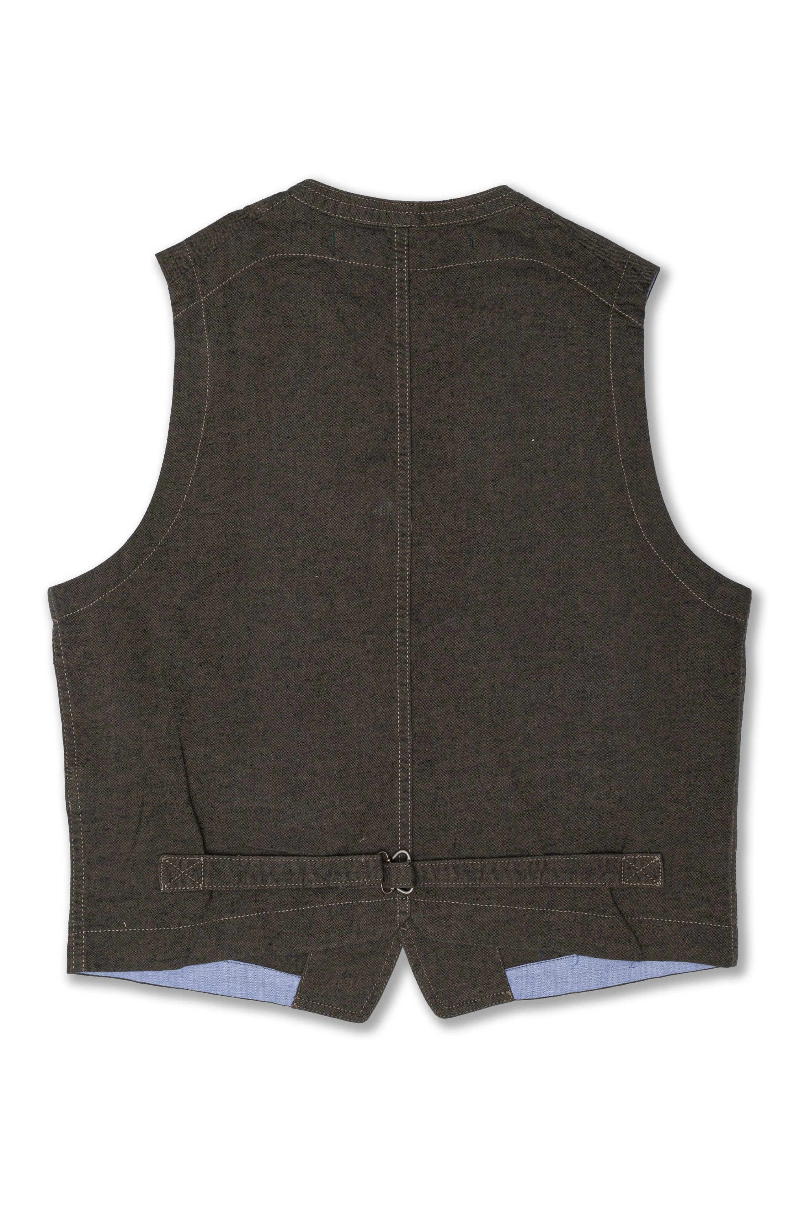 Vest 403-SM407 in Dark Green Cotton/Linen