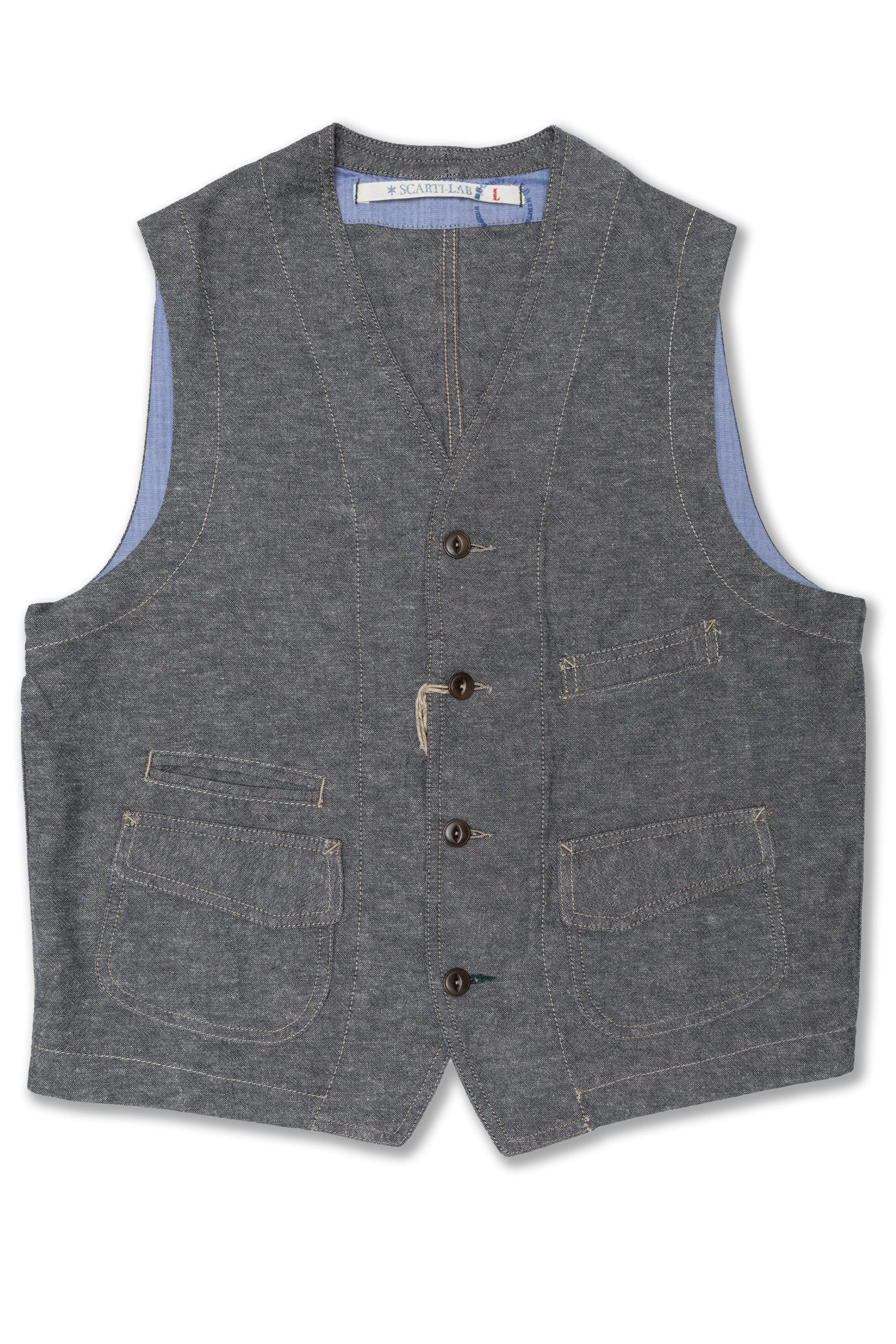 Vest 403-SM407 in Grey Cotton/Linen