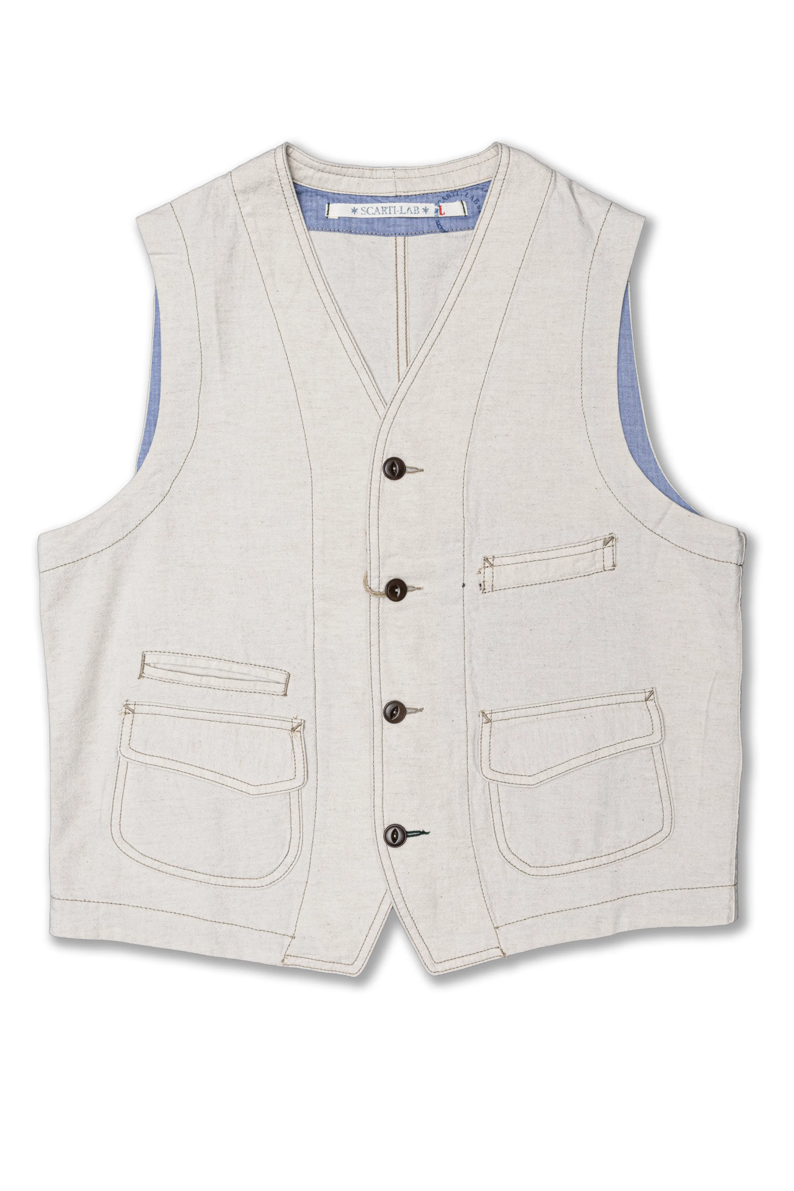 Vest 403-SM407 in Natural Cotton/Linen