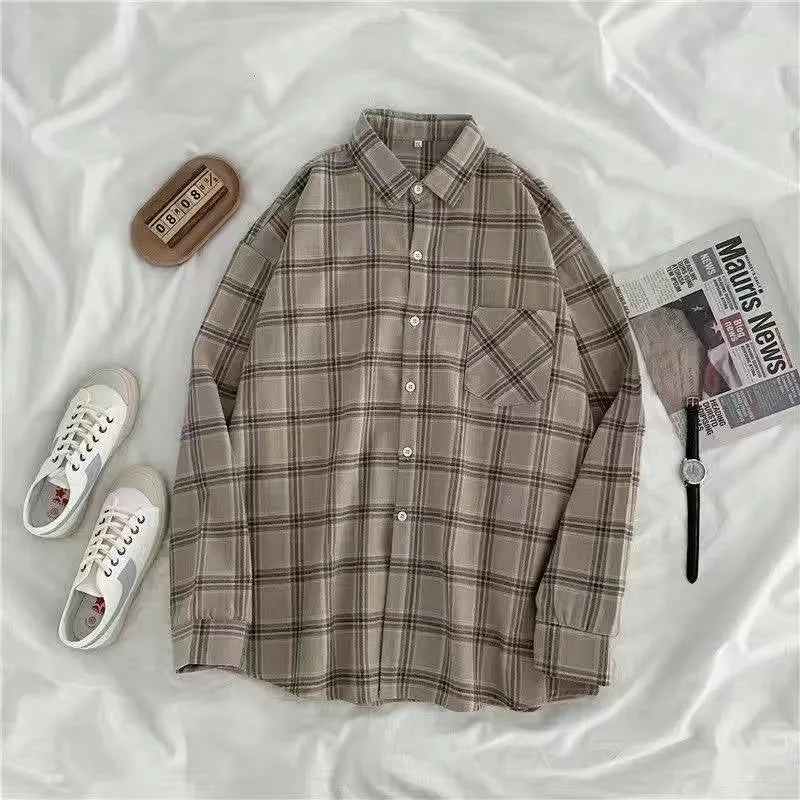 Vintage Long Sleeve Button Up Plaid Shirts