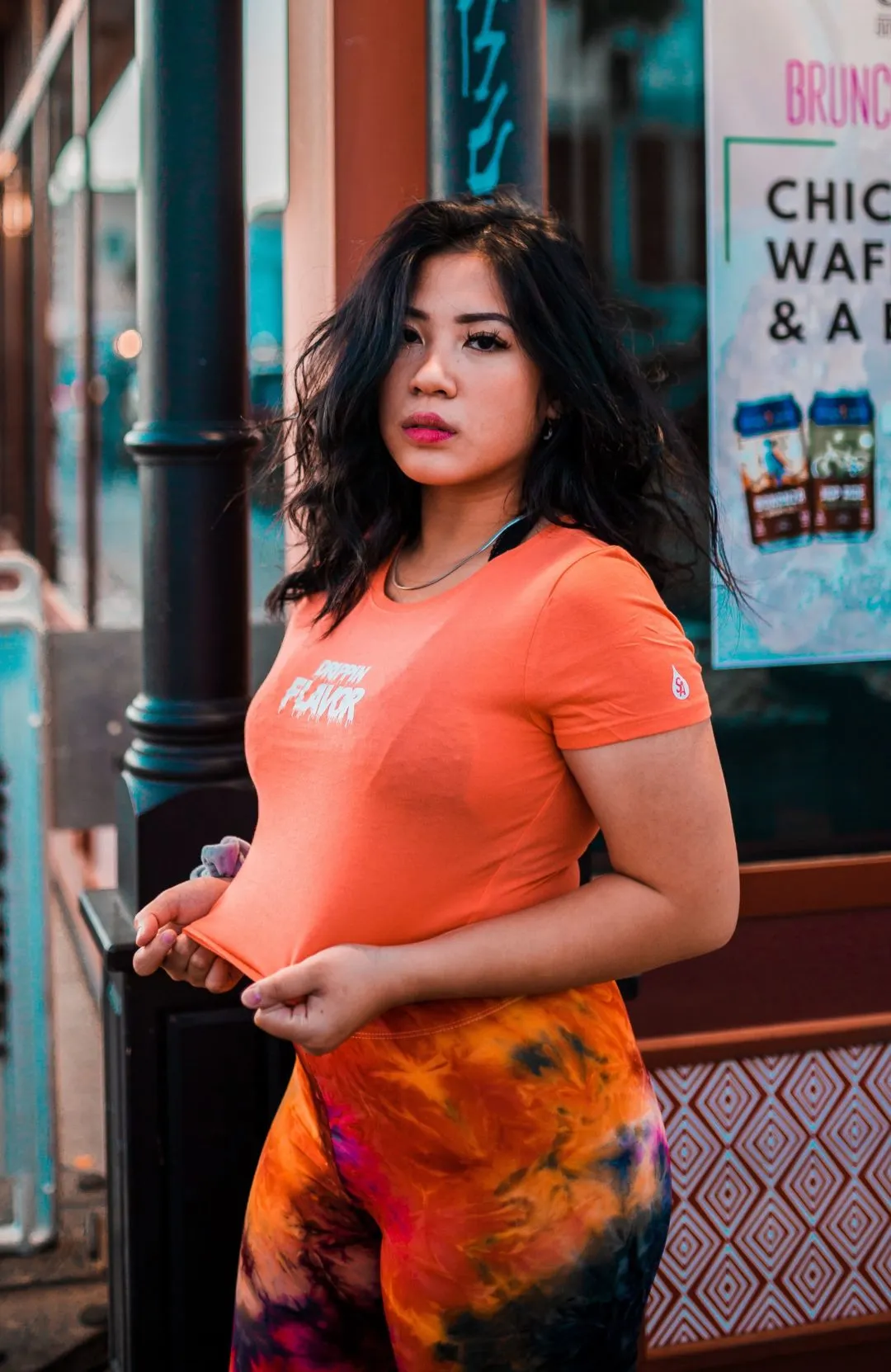 White Drippin Flavor | Coral Crop Top Tee