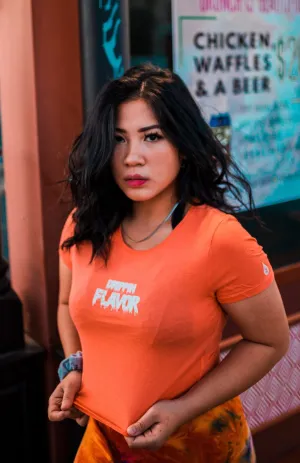 White Drippin Flavor | Coral Crop Top Tee