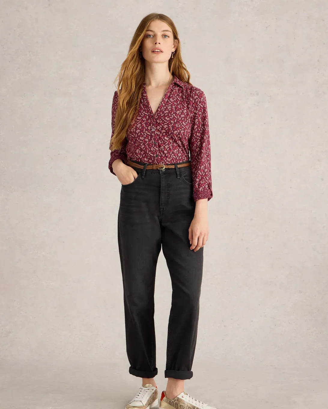 White Stuff UK Annie Jersey Shirt Plum Multi