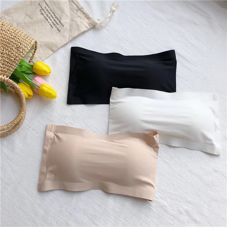 Wholesale Ice Silk Seamless Sports Vest with Chest Pad - Beauty Back Tube Top Strap Lingerie