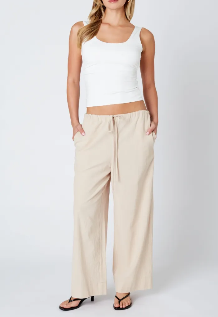 Wide Leg Front Tie Pants