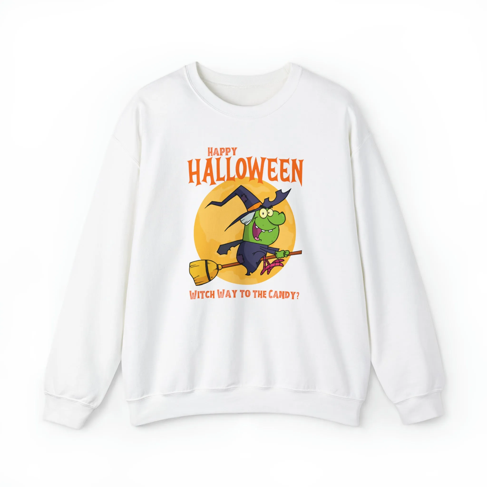 Witch Way to the Candy Halloween Sweatshirt, Happy Halloween Sweatshirt, Funny Witch Party Sweatshirt, Unisex Heavy Blend Shirt