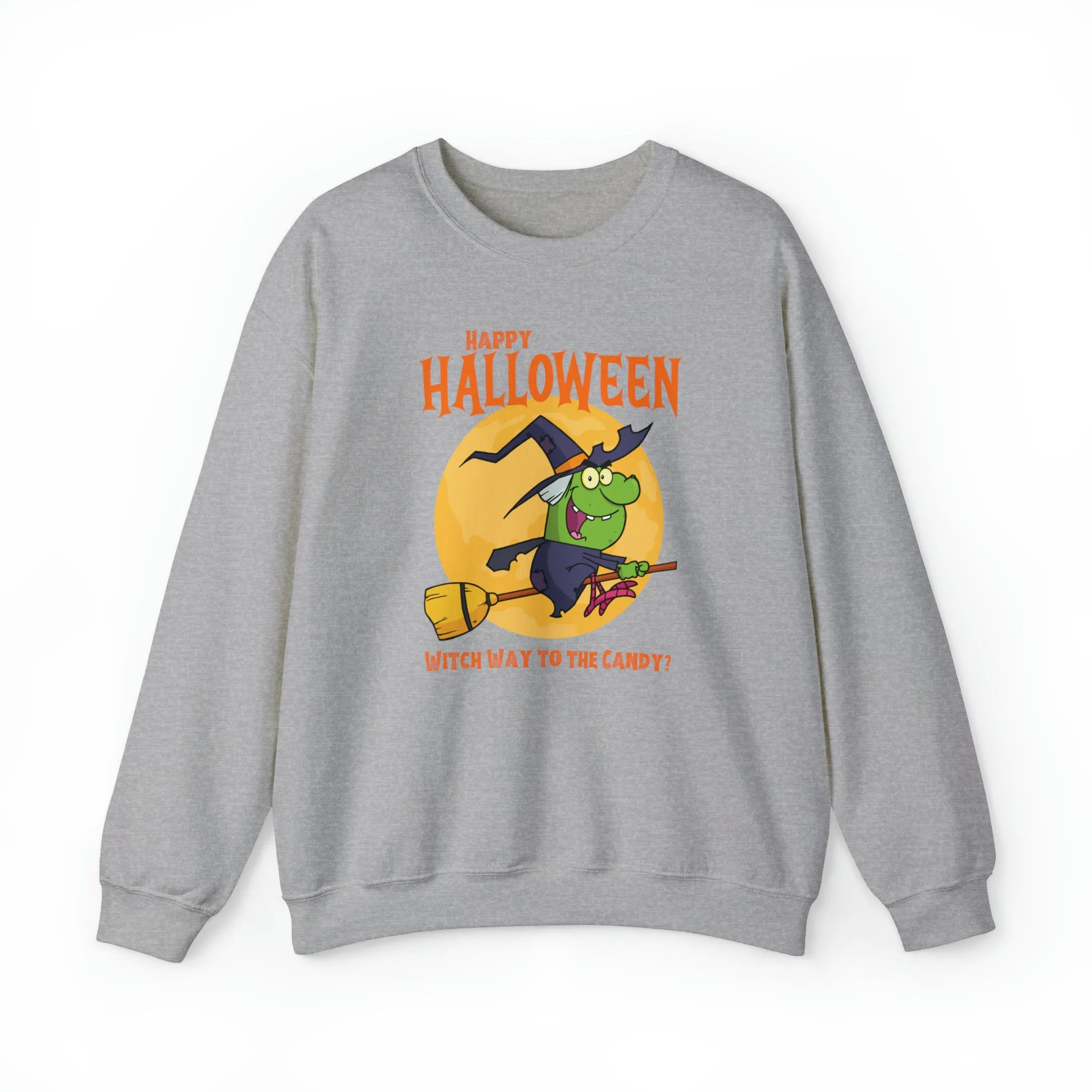 Witch Way to the Candy Halloween Sweatshirt, Happy Halloween Sweatshirt, Funny Witch Party Sweatshirt, Unisex Heavy Blend Shirt