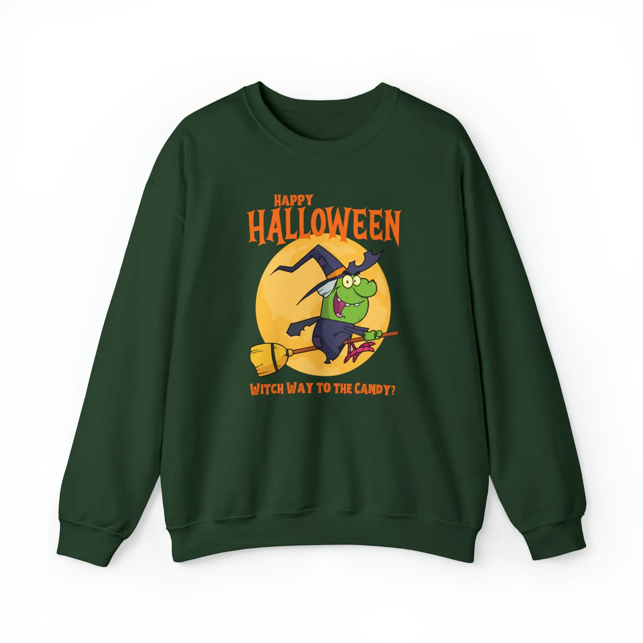 Witch Way to the Candy Halloween Sweatshirt, Happy Halloween Sweatshirt, Funny Witch Party Sweatshirt, Unisex Heavy Blend Shirt