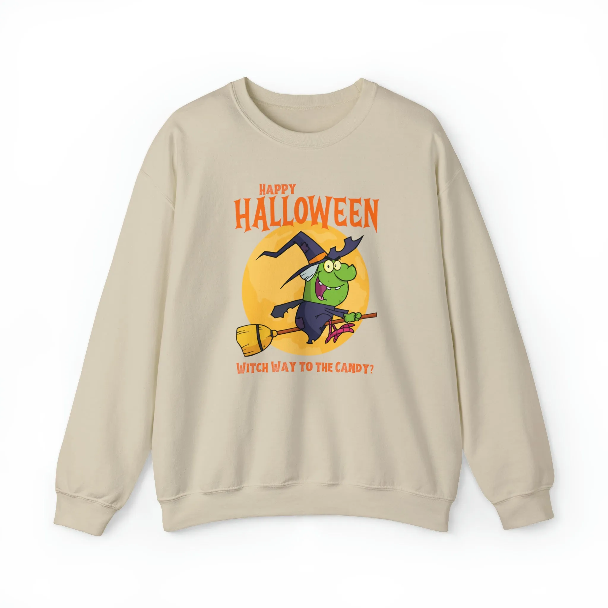 Witch Way to the Candy Halloween Sweatshirt, Happy Halloween Sweatshirt, Funny Witch Party Sweatshirt, Unisex Heavy Blend Shirt