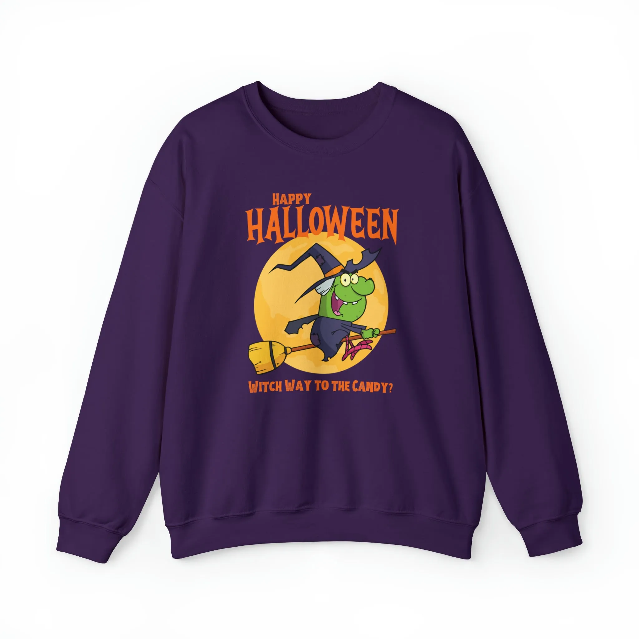 Witch Way to the Candy Halloween Sweatshirt, Happy Halloween Sweatshirt, Funny Witch Party Sweatshirt, Unisex Heavy Blend Shirt