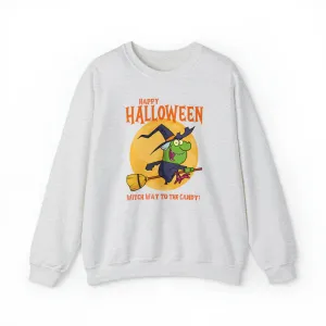 Witch Way to the Candy Halloween Sweatshirt, Happy Halloween Sweatshirt, Funny Witch Party Sweatshirt, Unisex Heavy Blend Shirt