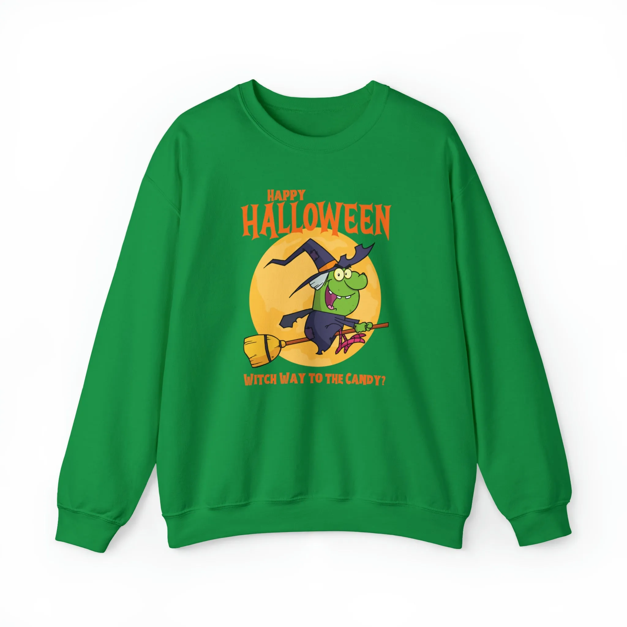 Witch Way to the Candy Halloween Sweatshirt, Happy Halloween Sweatshirt, Funny Witch Party Sweatshirt, Unisex Heavy Blend Shirt