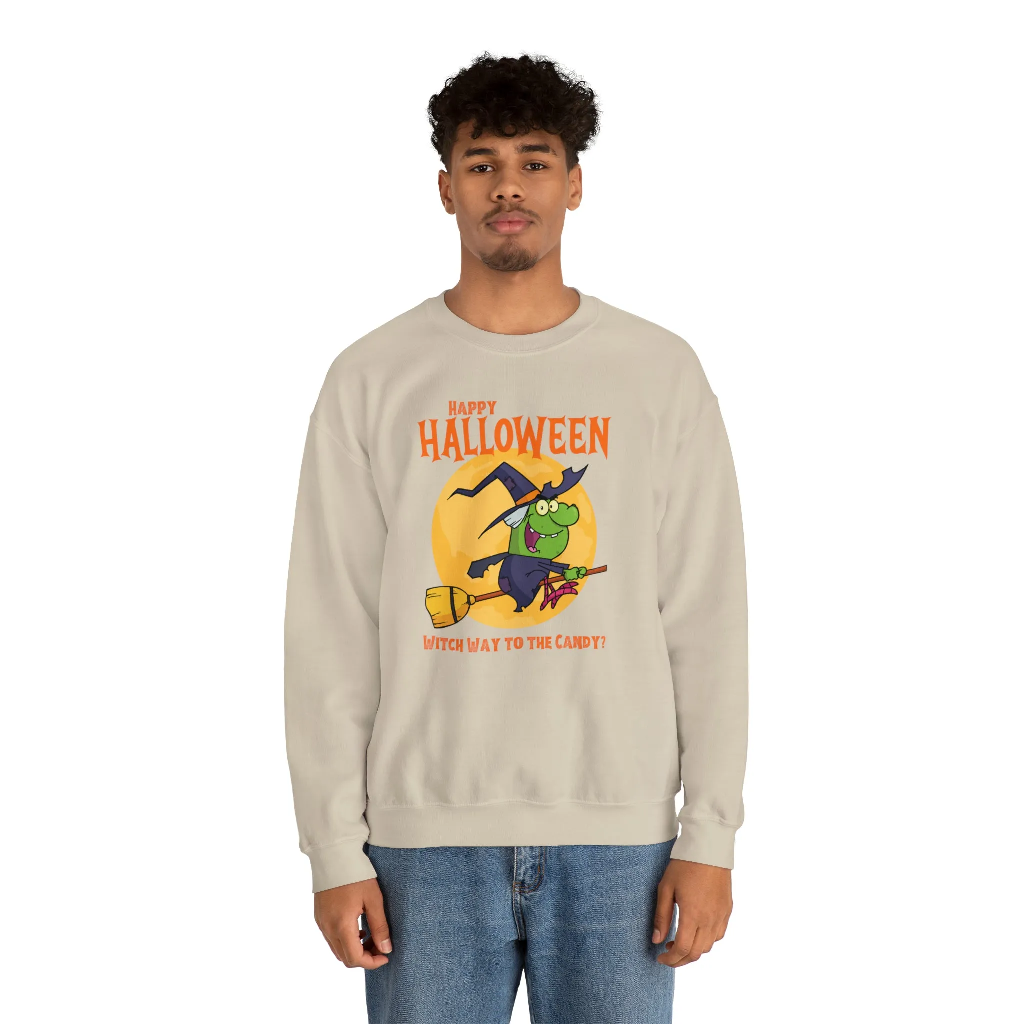 Witch Way to the Candy Halloween Sweatshirt, Happy Halloween Sweatshirt, Funny Witch Party Sweatshirt, Unisex Heavy Blend Shirt