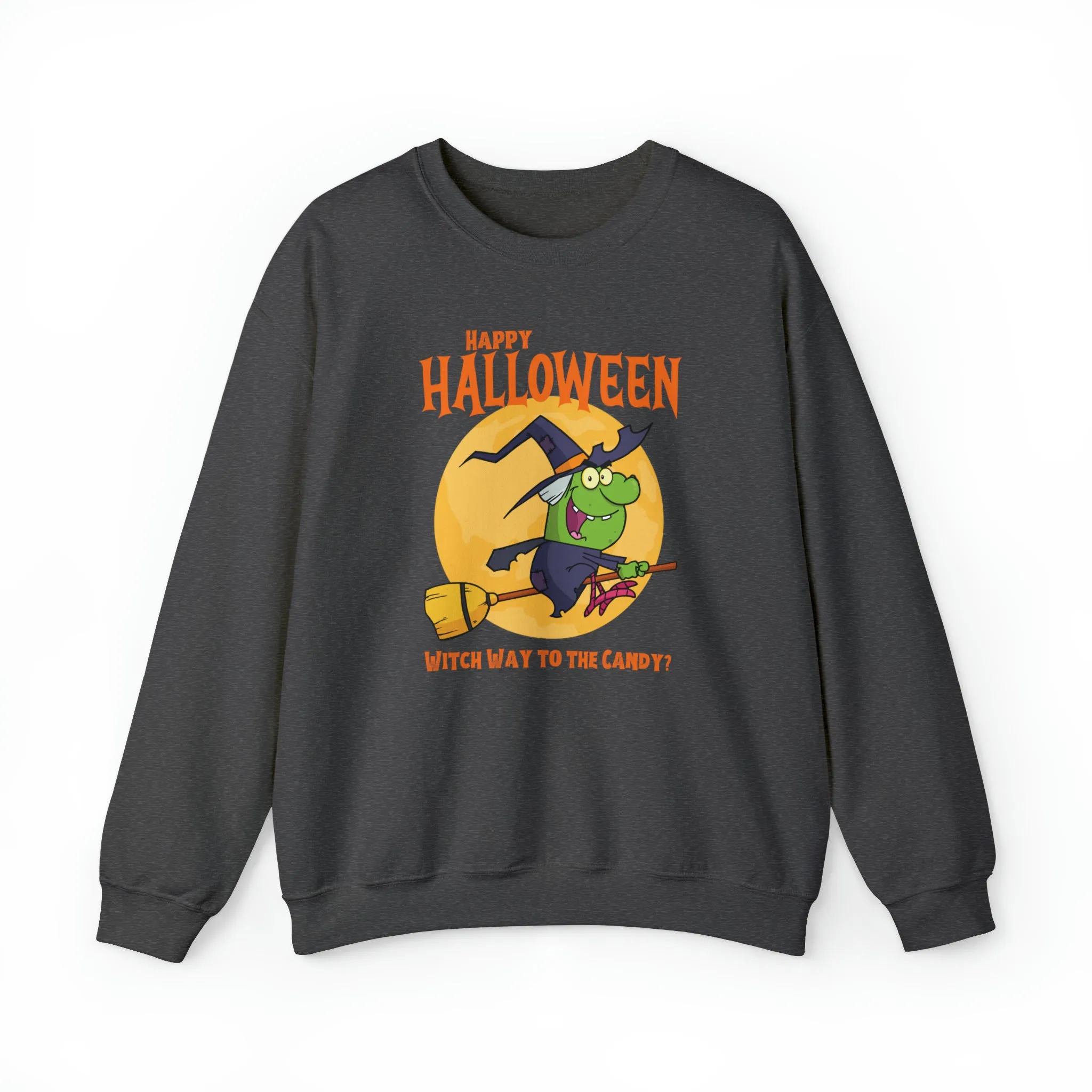 Witch Way to the Candy Halloween Sweatshirt, Happy Halloween Sweatshirt, Funny Witch Party Sweatshirt, Unisex Heavy Blend Shirt