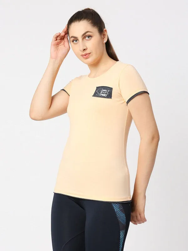 Women Light Pink Solid Top - Direction Tee-BY