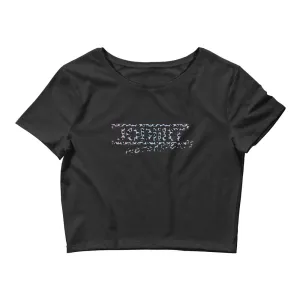 Women's Black Crop Tee Leopard Logo