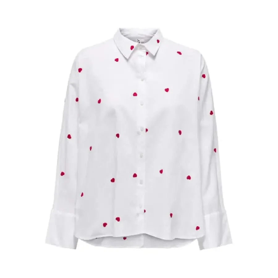 Women's Classic White Cotton Shirt with Print and Buttons