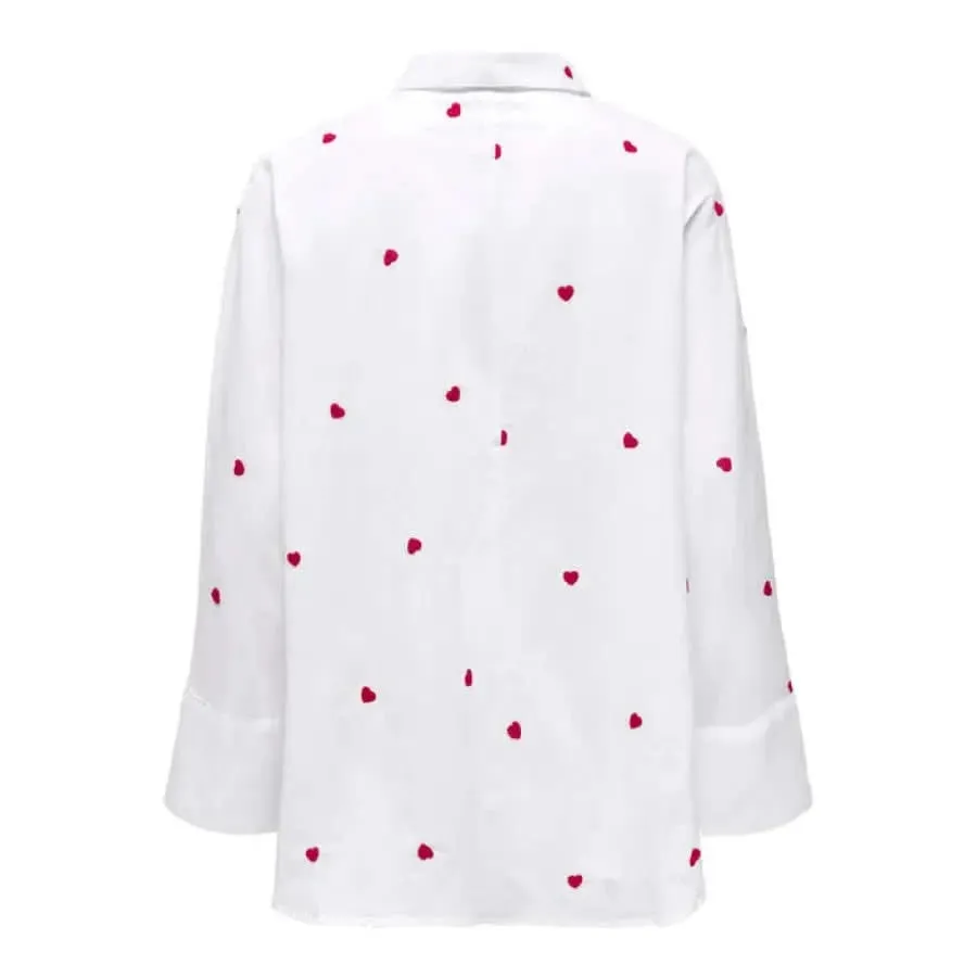 Women's Classic White Cotton Shirt with Print and Buttons