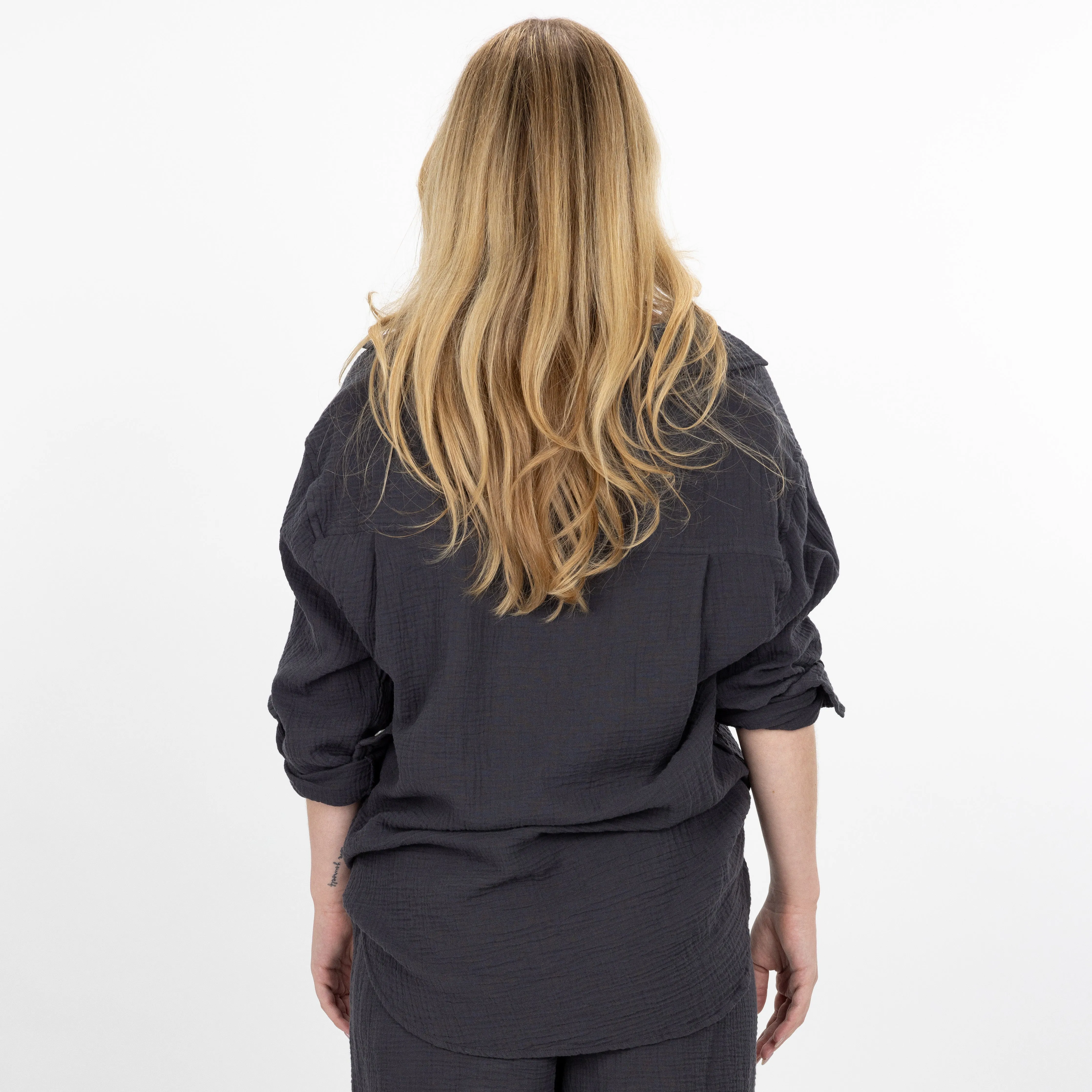Womens Cotton Double Gauze Shirt - Raven