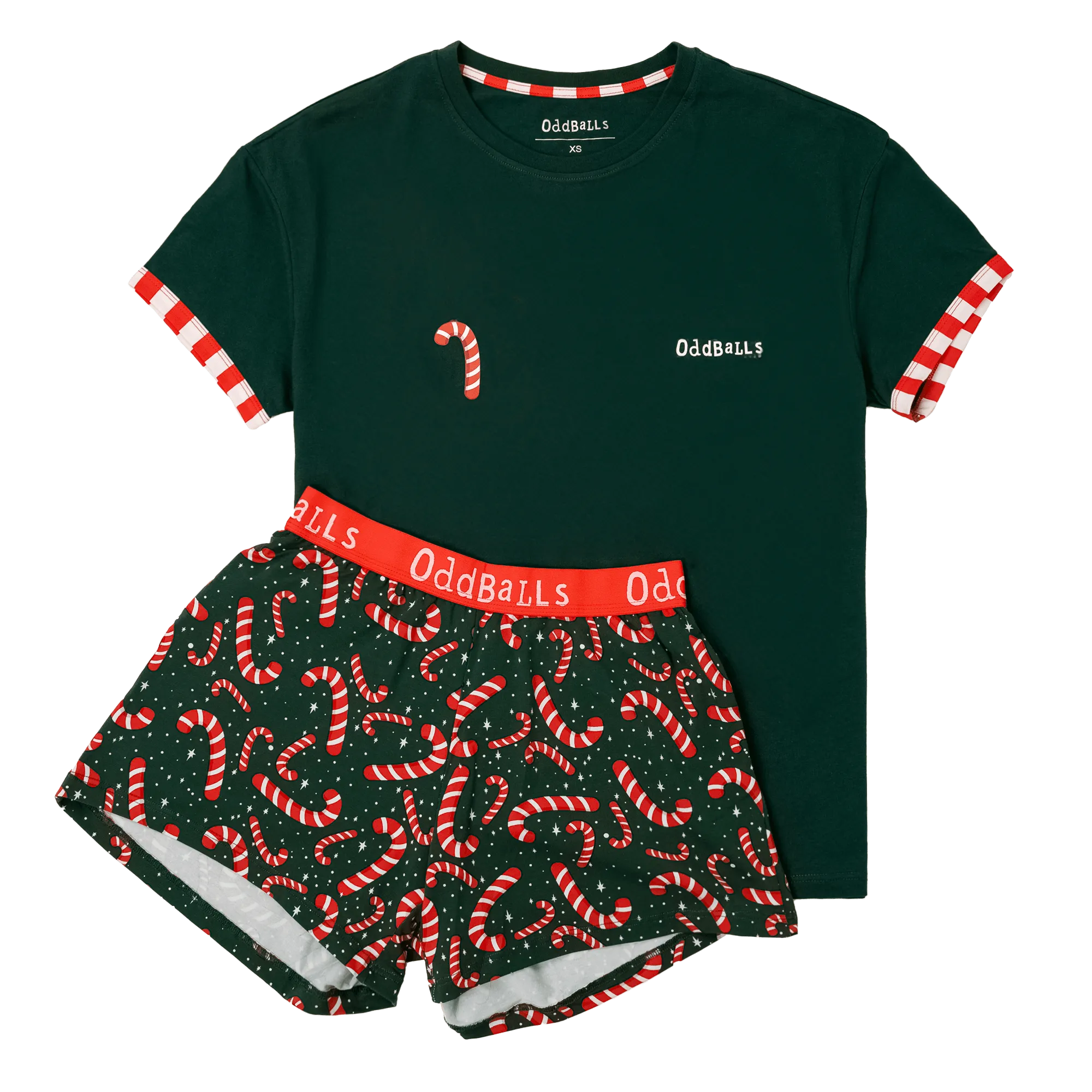 Womens Short Pyjamas - Candy Canes - Shorts & T-Shirt
