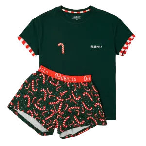 Womens Short Pyjamas - Candy Canes - Shorts & T-Shirt